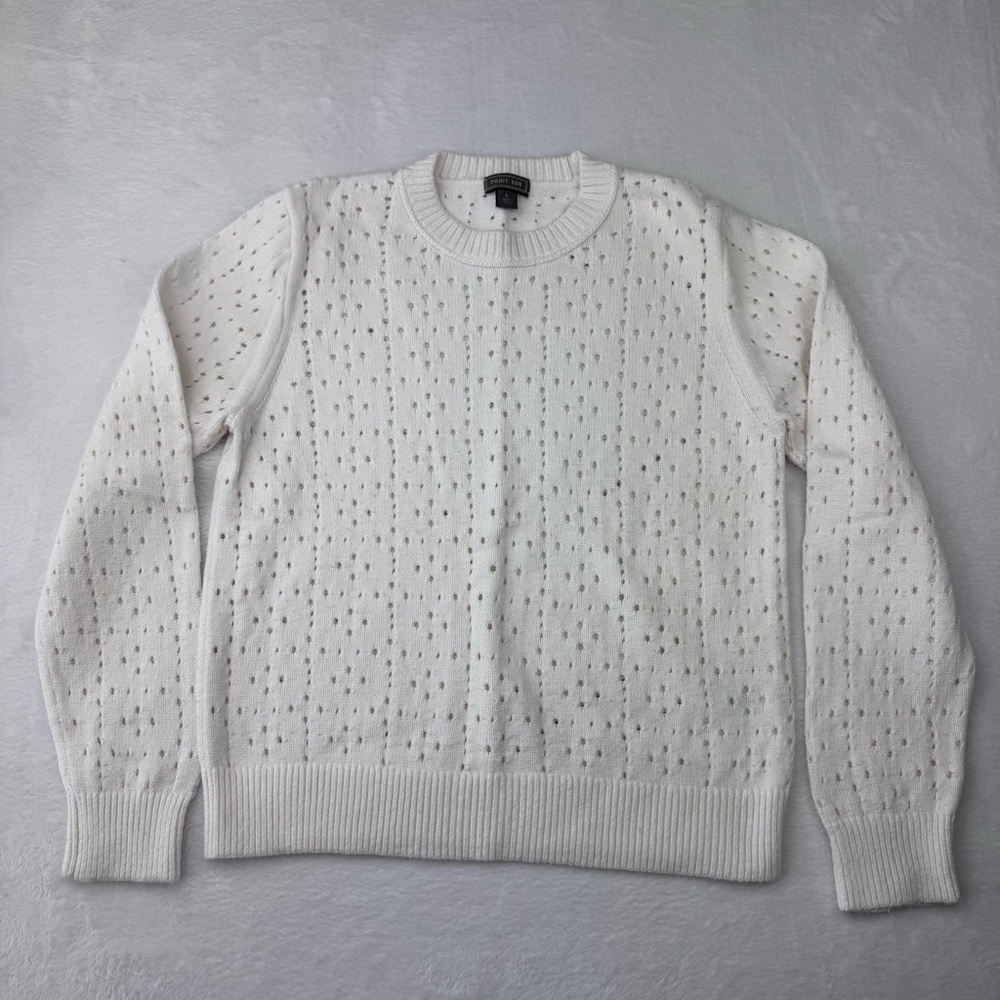 Point Sur 100% Cotton Sweater. J.Crew Allover Pointelle Crewneck Women’s size L